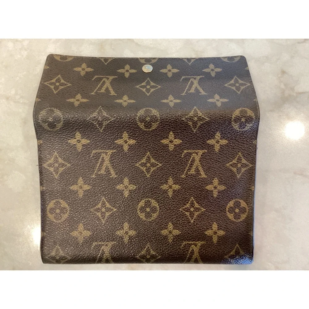 Louis Vuitton‎ Monogram Wallet Snap Closure Card Holder Brown